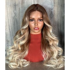 Ombre Red Blonde Bodywave Lace Front Wig